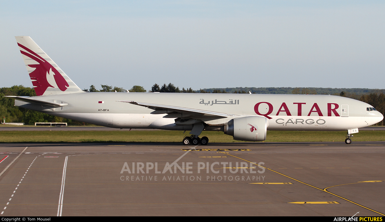 Qatar Airways Cargo A7-BFA aircraft at Luxembourg - Findel