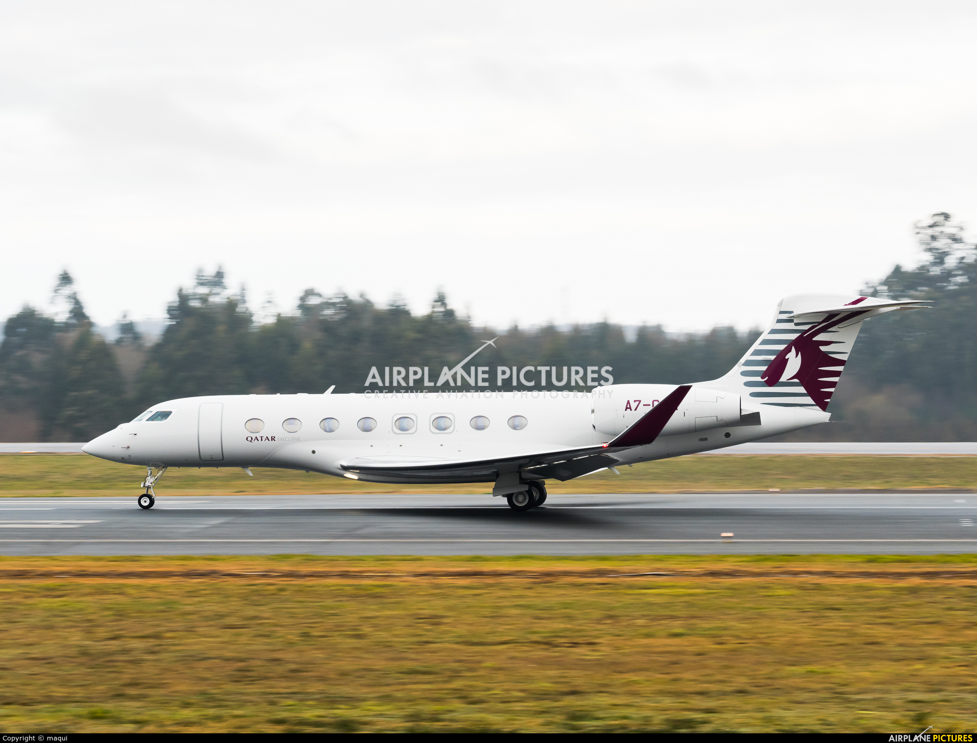 Qatar Executive A7-CGA aircraft at Santiago de Compostela