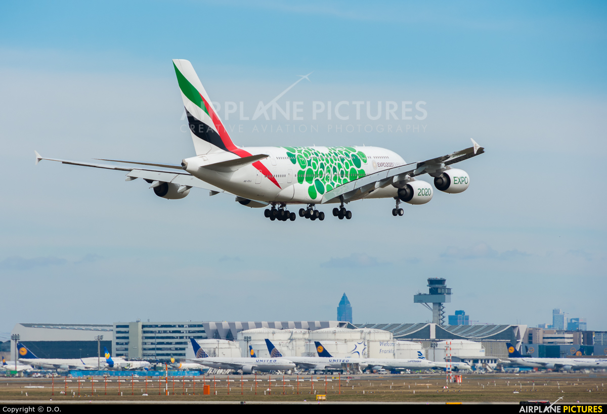 Emirates Airlines A6-EOJ aircraft at Frankfurt