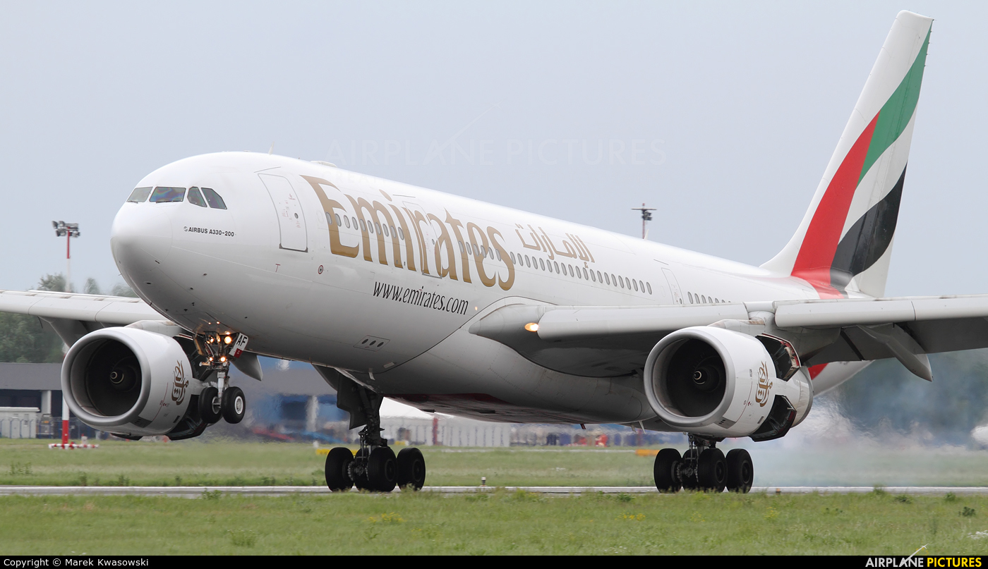 Emirates Airlines A6-EAF aircraft at Warsaw - Frederic Chopin