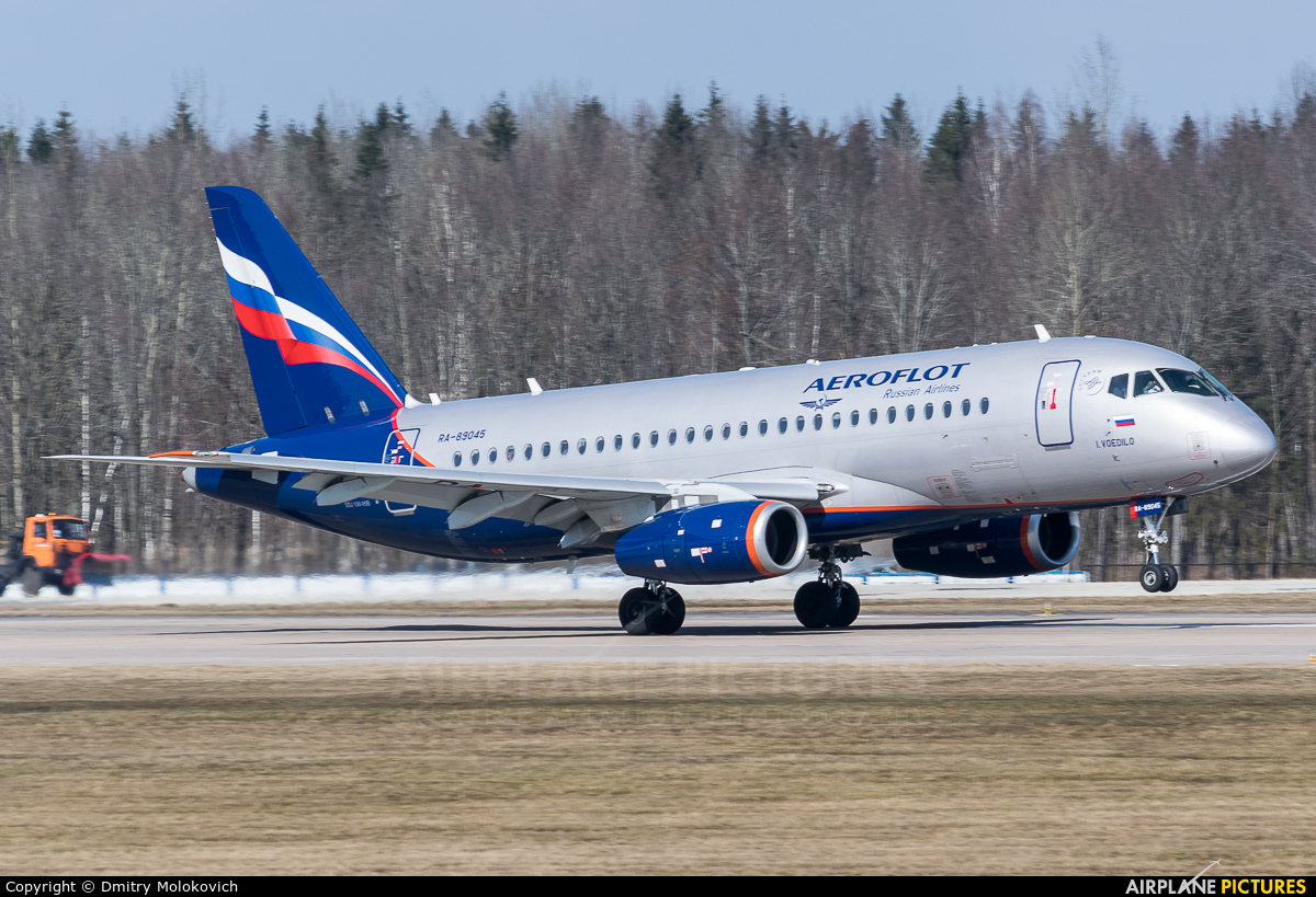 Aeroflot RA-89045 aircraft at Minsk Intl