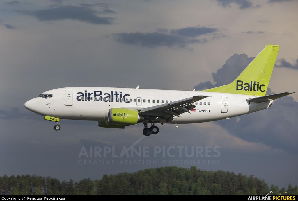 Air Baltic YL-BBD aircraft at Vilnius Intl