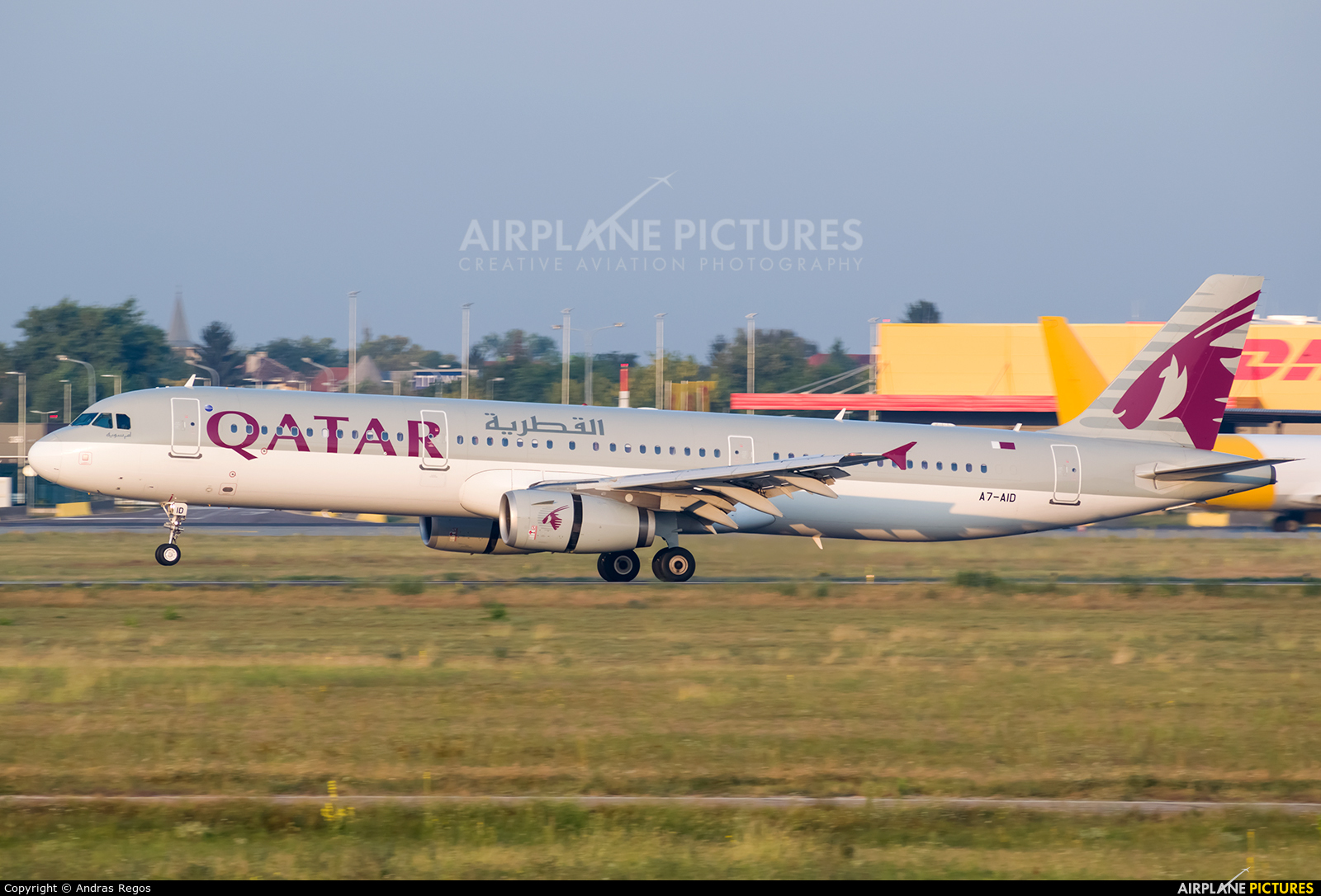 Qatar Airways A7-AID aircraft at Budapest Ferenc Liszt International Airport