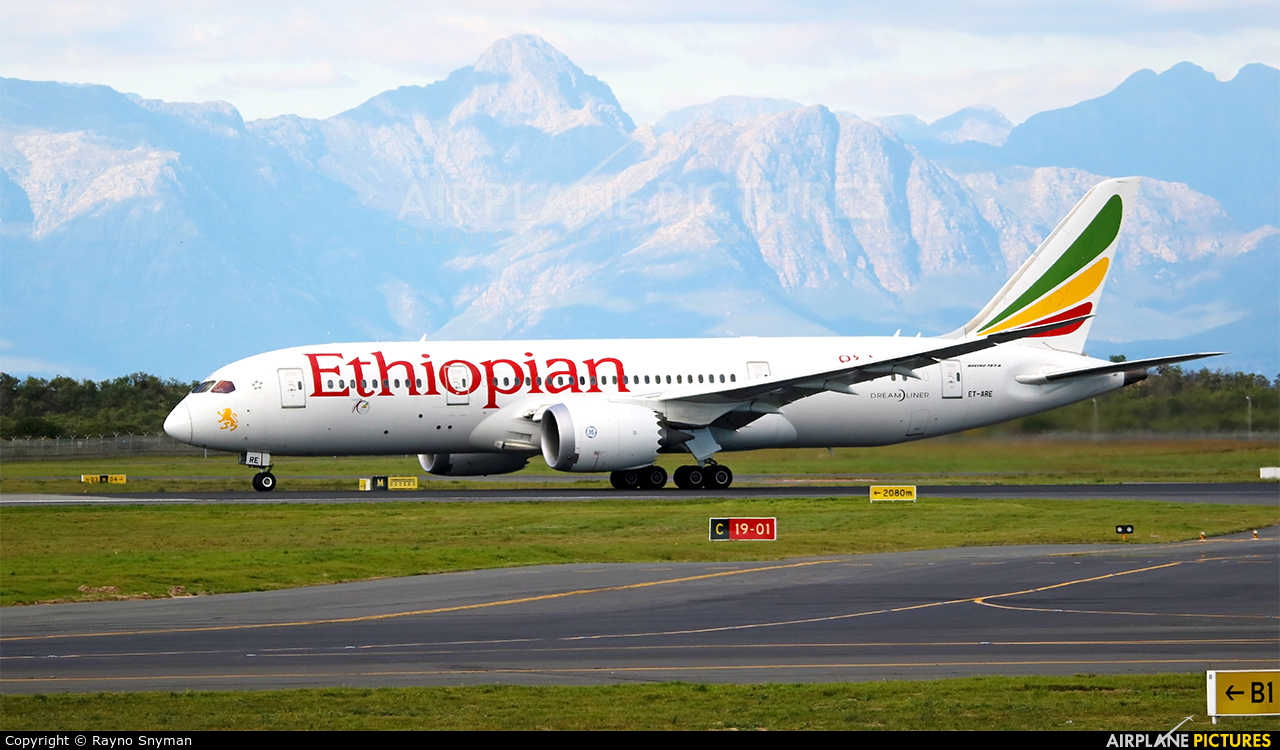 Ethiopian Airlines ET-ARE aircraft at Cape Town Intl