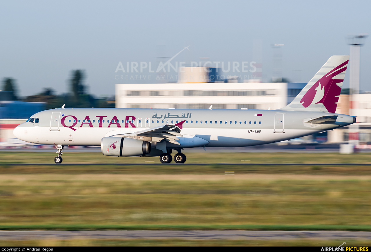 Qatar Airways A7-AHF aircraft at Budapest Ferenc Liszt International Airport