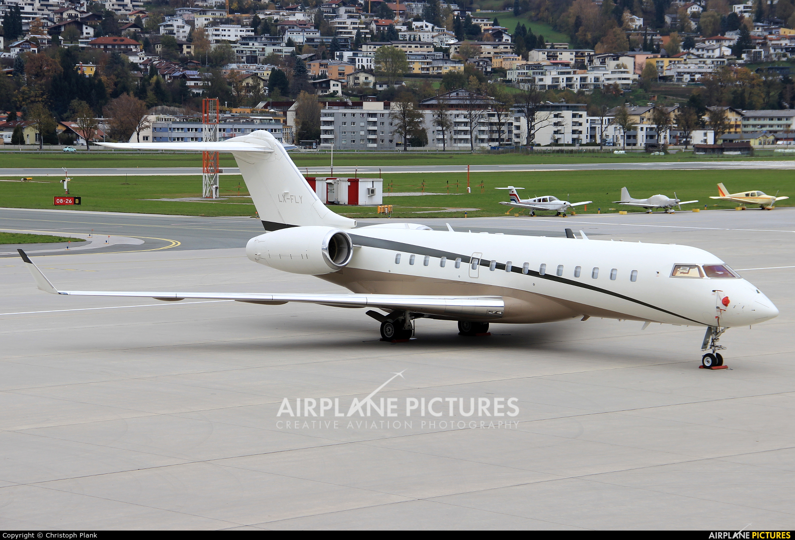 Global Jet Luxembourg LX-FLY aircraft at Innsbruck