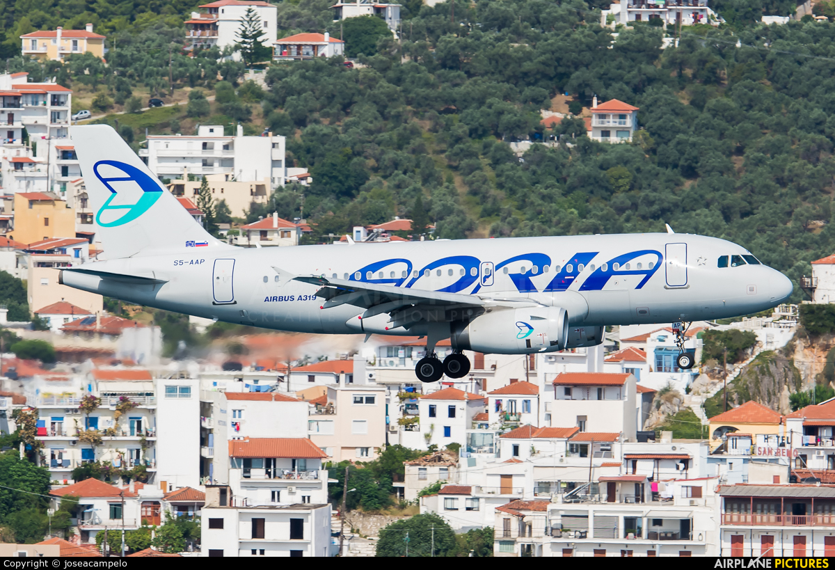 Adria Airways S5-AAP aircraft at Skiathos
