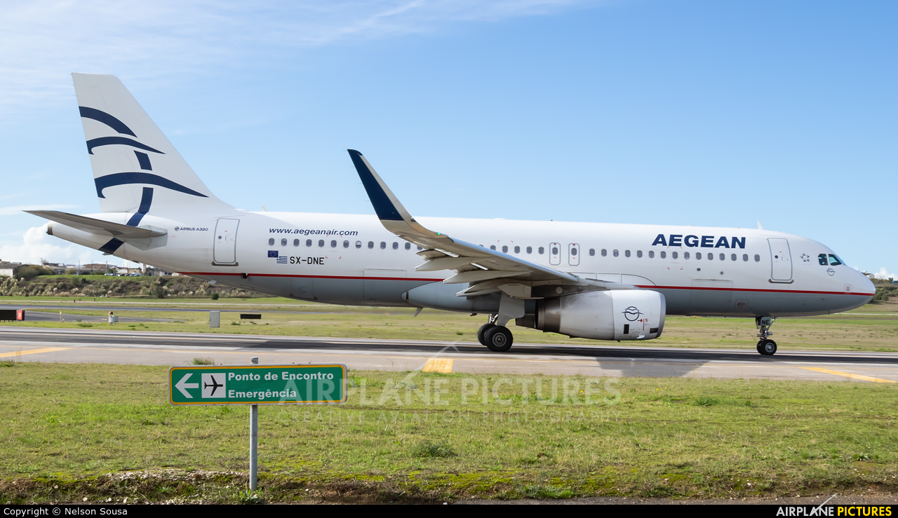 Aegean Airlines SX-DNE aircraft at Lisbon