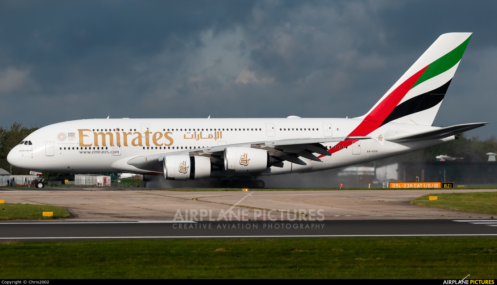 Emirates Airlines A6-EUS aircraft at Manchester