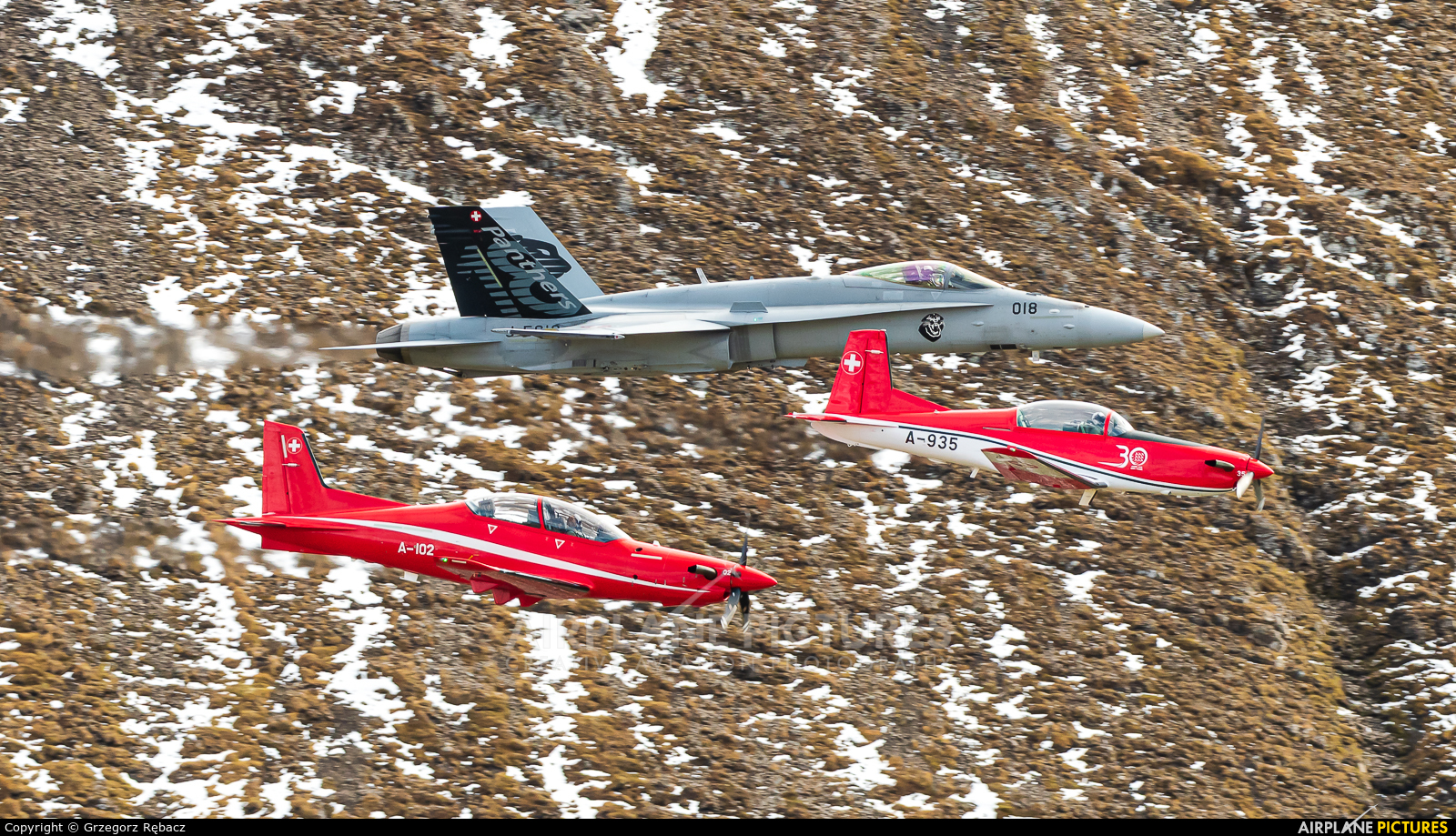 Switzerland - Air Force J-5018 aircraft at Axalp - Ebenfluh Range