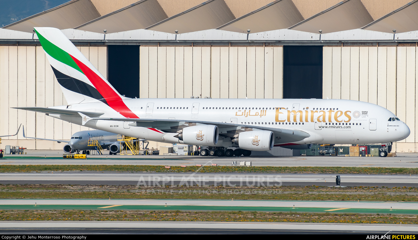 Emirates Airlines A6-EEM aircraft at Los Angeles Intl