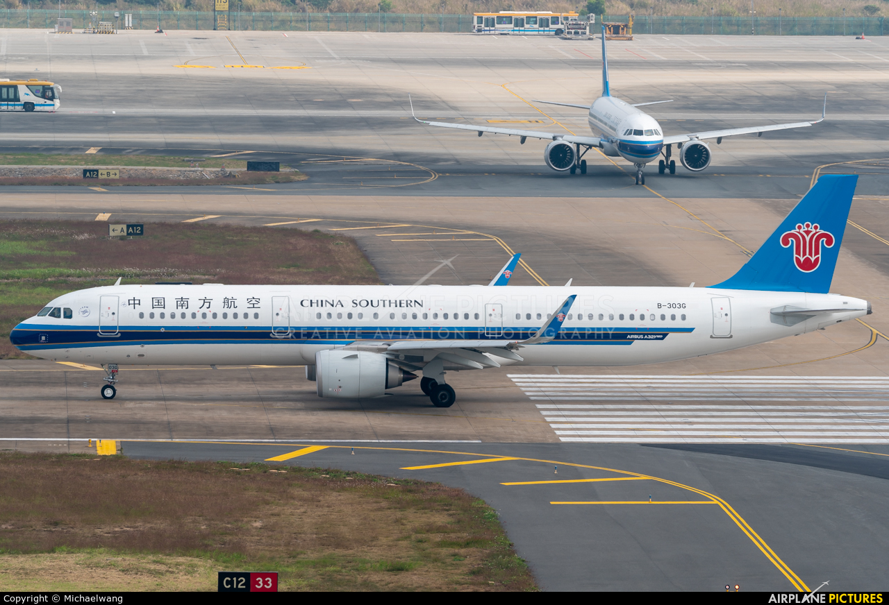 China Southern Airlines B-303G aircraft at Shenzhen Bao