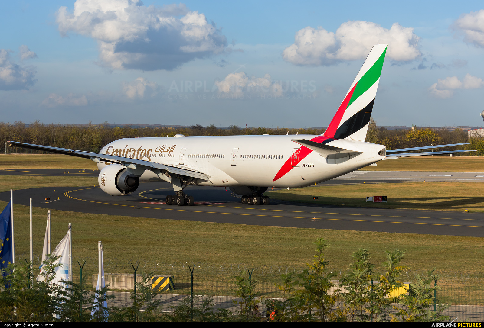 Emirates Airlines A6-EPQ aircraft at Budapest Ferenc Liszt International Airport