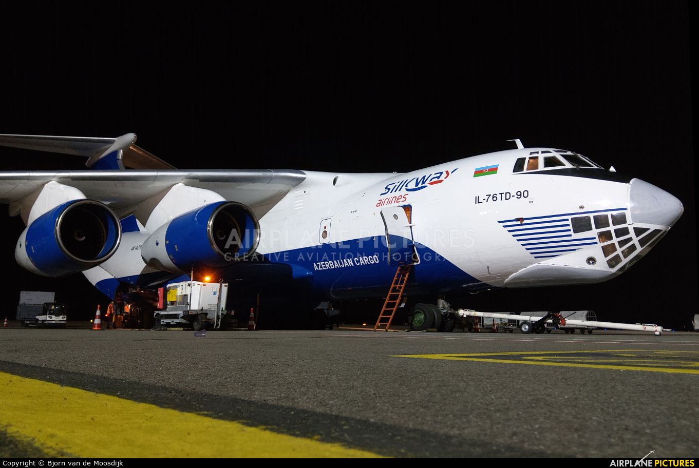 Silk Way Airlines 4K-AZ100 aircraft at Eindhoven