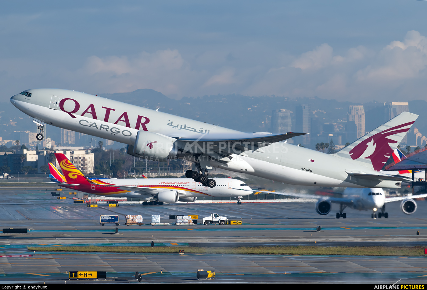 Qatar Airways Cargo A7-BFG aircraft at Los Angeles Intl