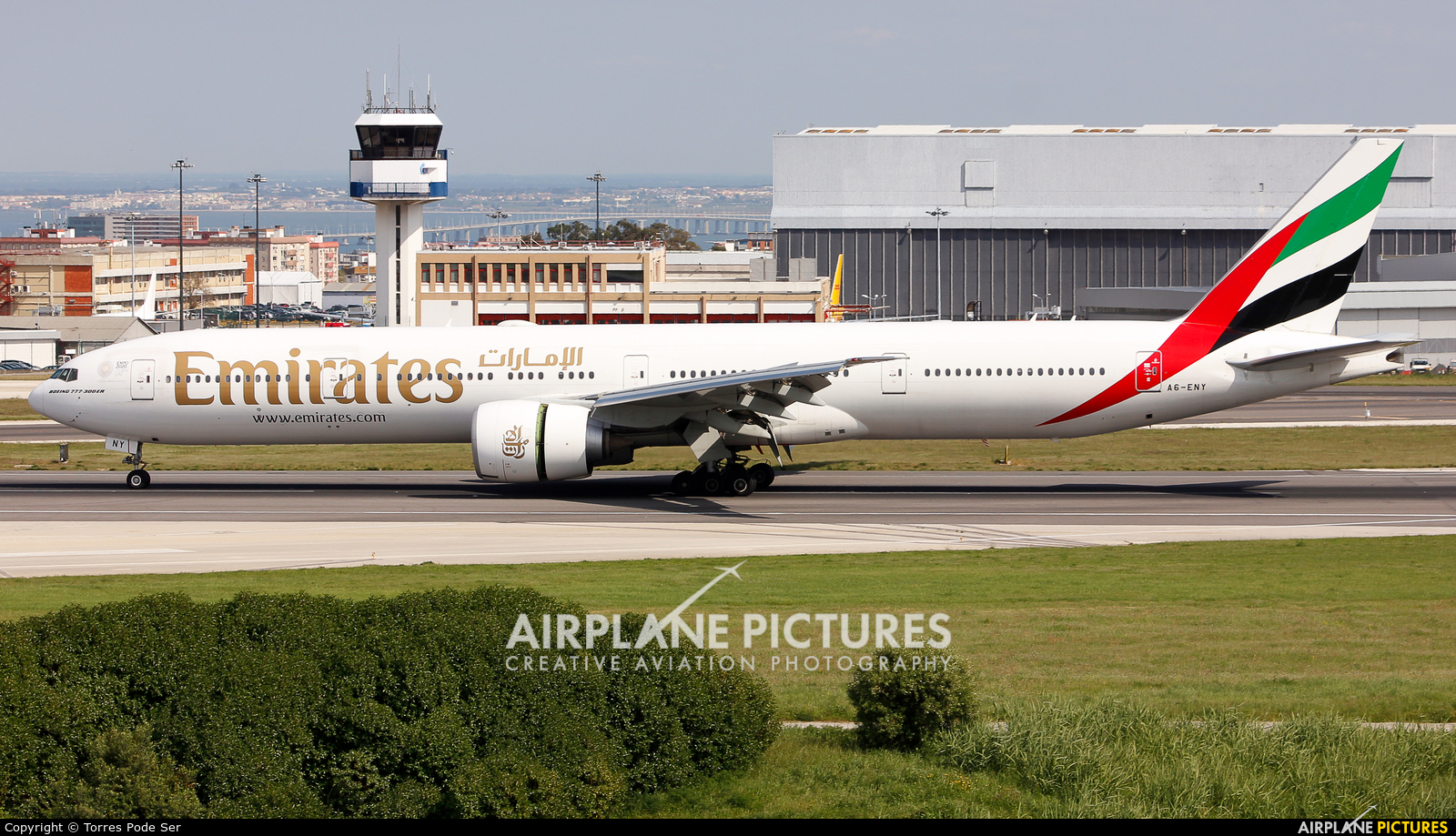 Emirates Airlines A6-ENY aircraft at Lisbon