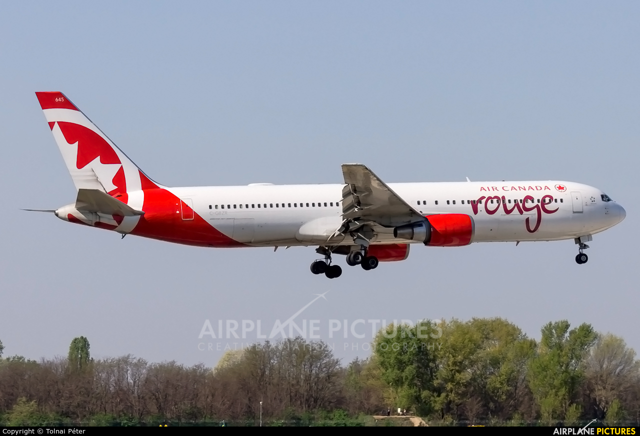 Air Canada Rouge C-GBZR aircraft at Budapest Ferenc Liszt International Airport