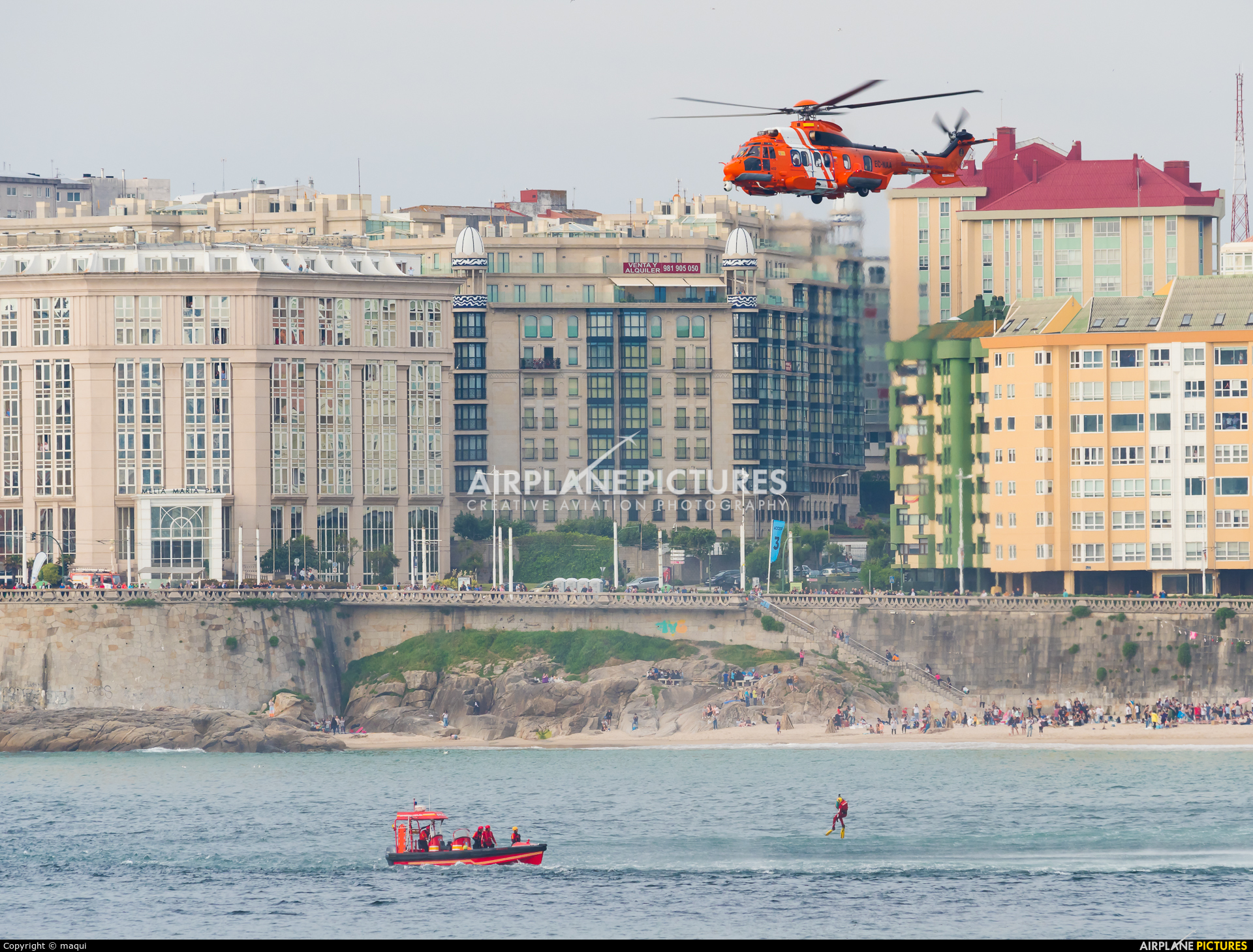Spain - Coast Guard EC-NAA aircraft at La Coruña - Orzan Bay
