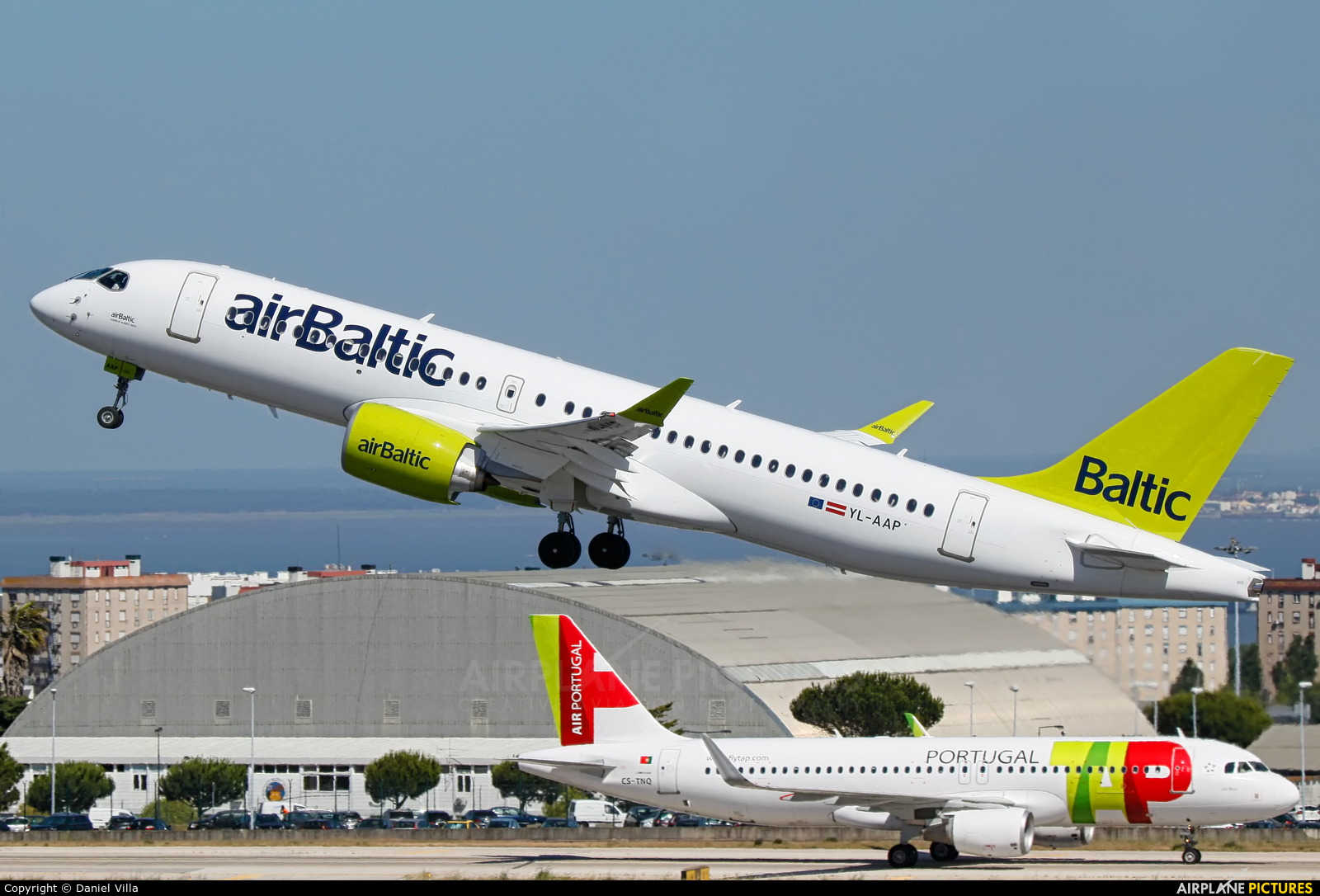 Air Baltic YL-AAP aircraft at Lisbon