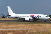 Neos B738 wears "Angry Birds 2" sticker title=