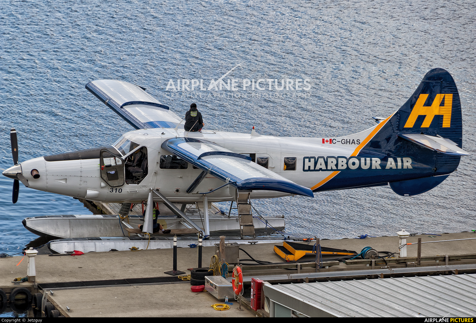 Harbour Air C-GHAS aircraft at Vancouver Coal Harbour, BC