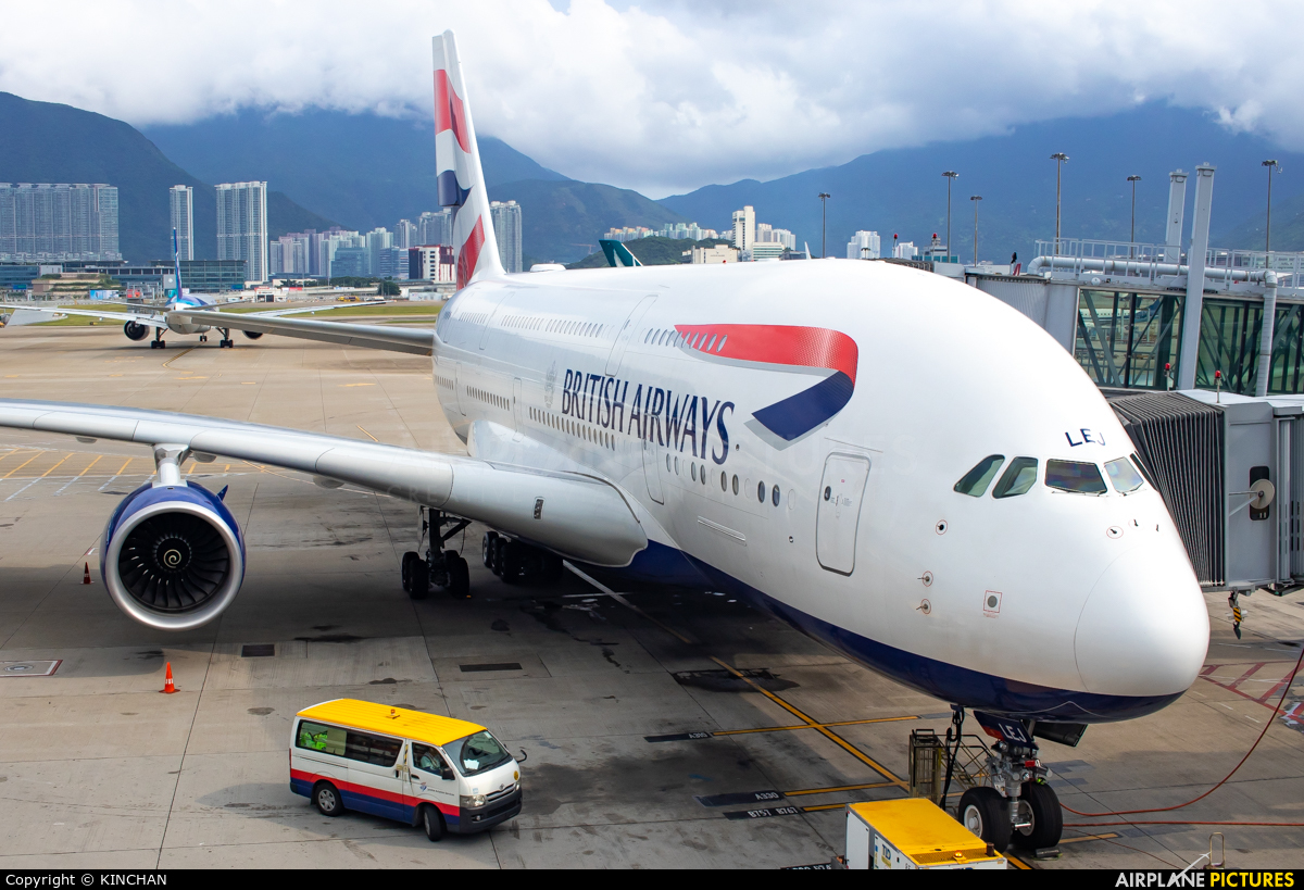 British Airways G-XLEJ aircraft at HKG - Chek Lap Kok Intl