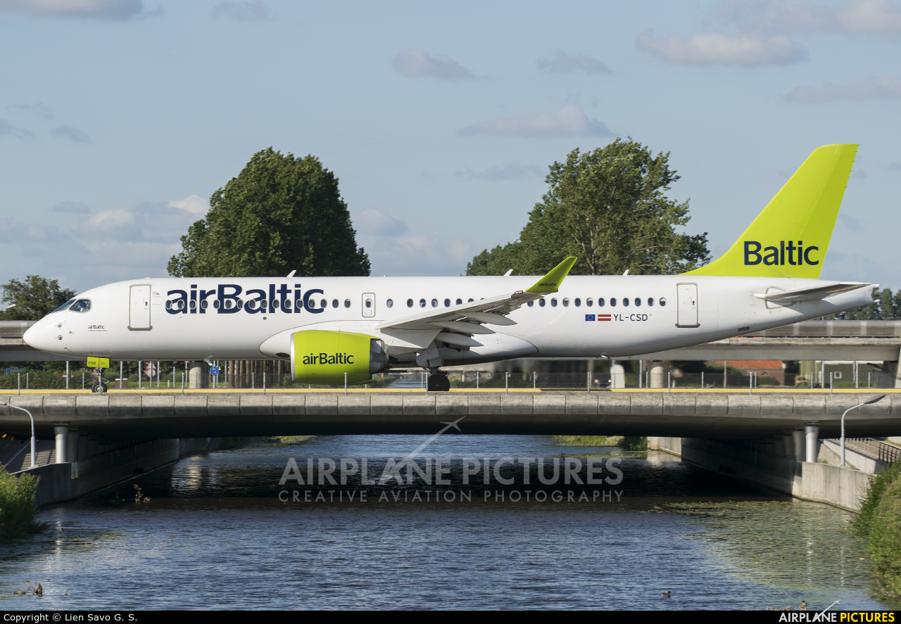 Air Baltic YL-CSD aircraft at Amsterdam - Schiphol