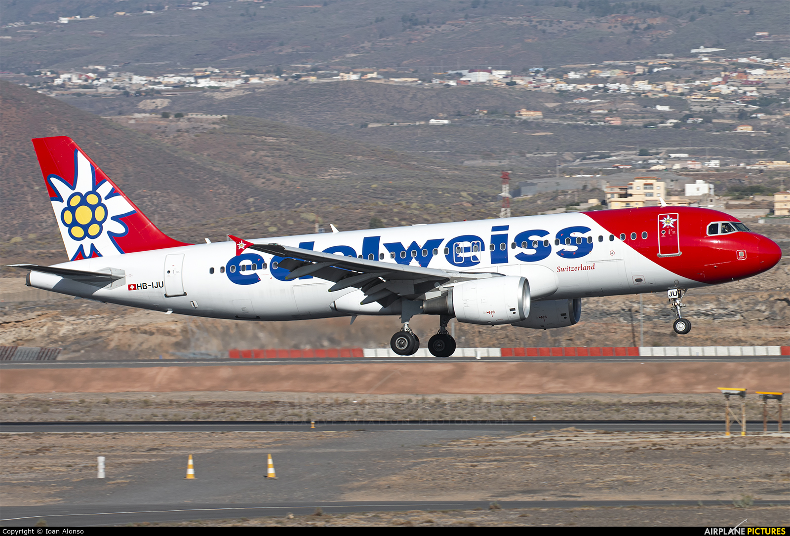Edelweiss HB-IJU aircraft at Tenerife Sur - Reina Sofia