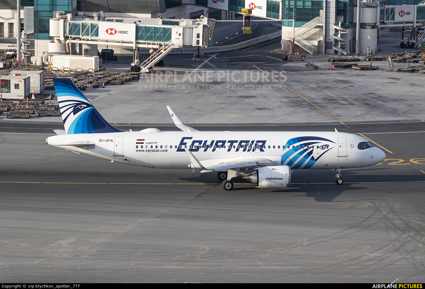 Egyptair SU-GFN aircraft at Dubai Intl