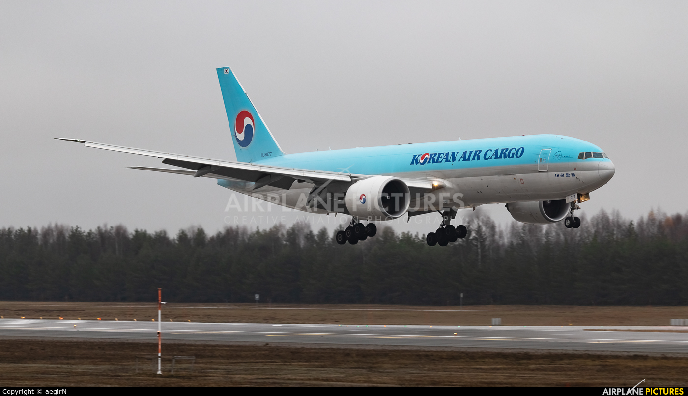 Korean Air Cargo HL8077 aircraft at Oslo - Gardermoen