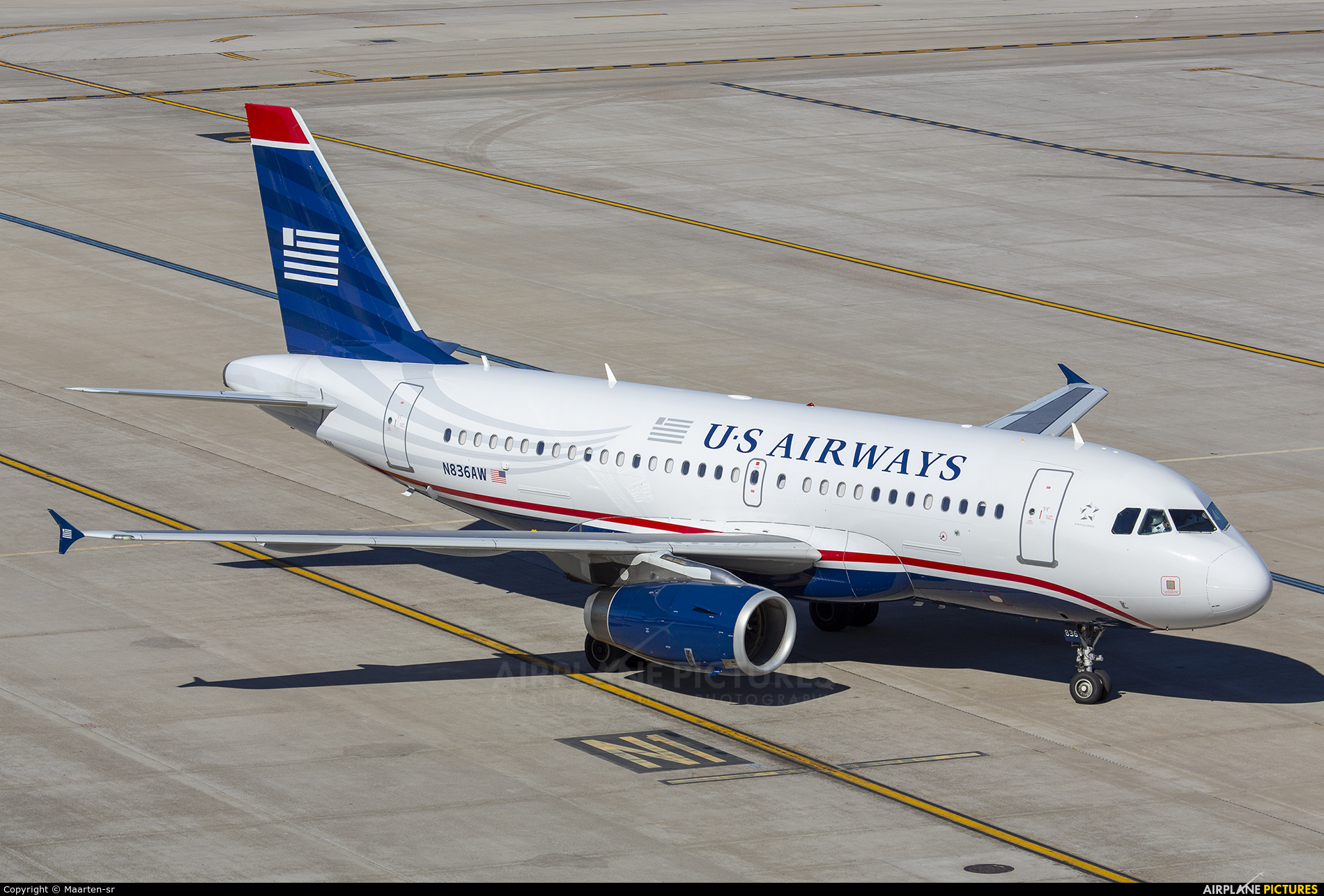 N836UW US Airways Airbus A319 at Phoenix Sky Harbor Intl Photo ID