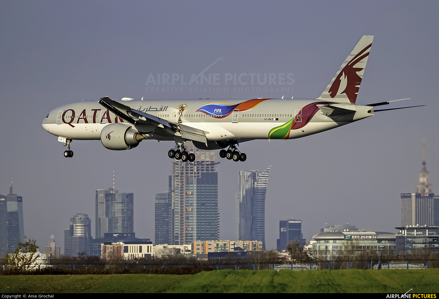 Qatar Airways A7-BAX aircraft at Warsaw - Frederic Chopin