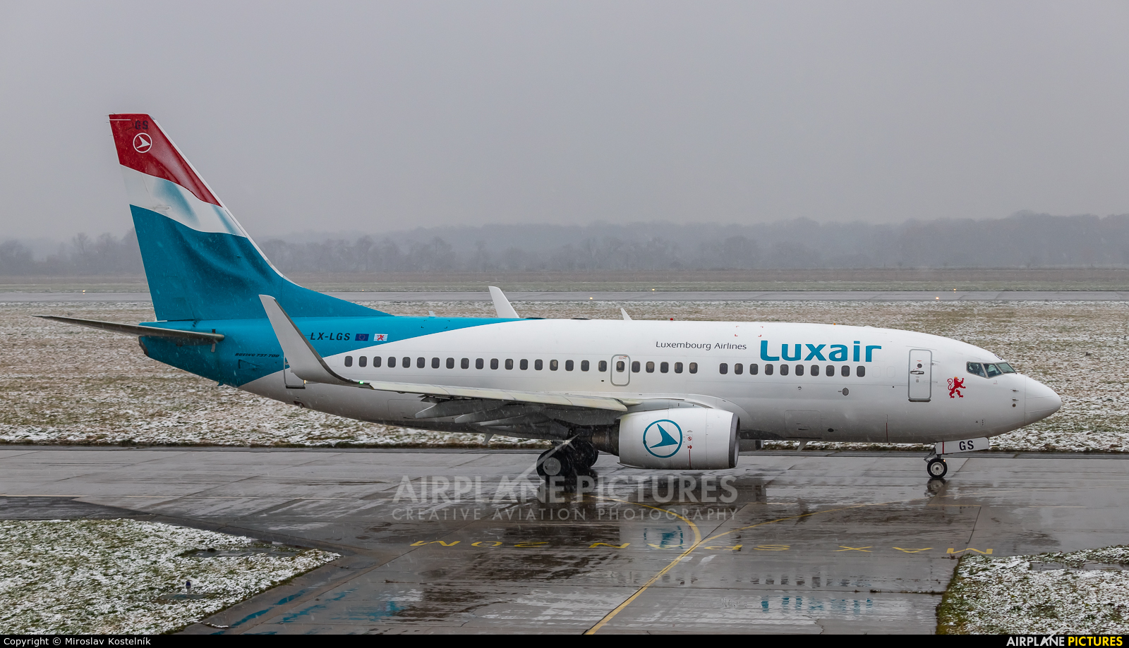 Luxair LX-LGS aircraft at Ostrava Mošnov
