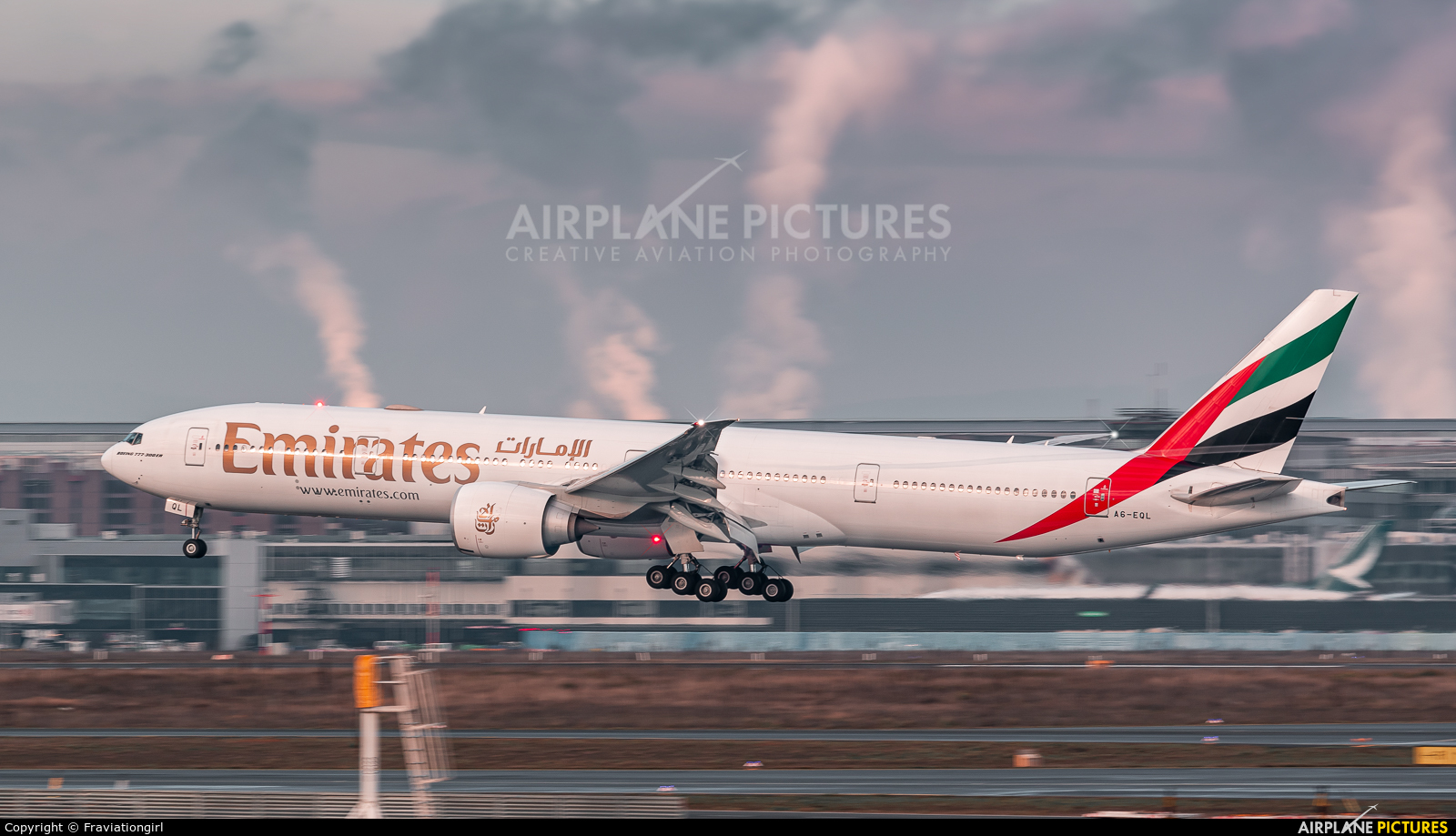 Emirates Airlines A6-EQL aircraft at Frankfurt