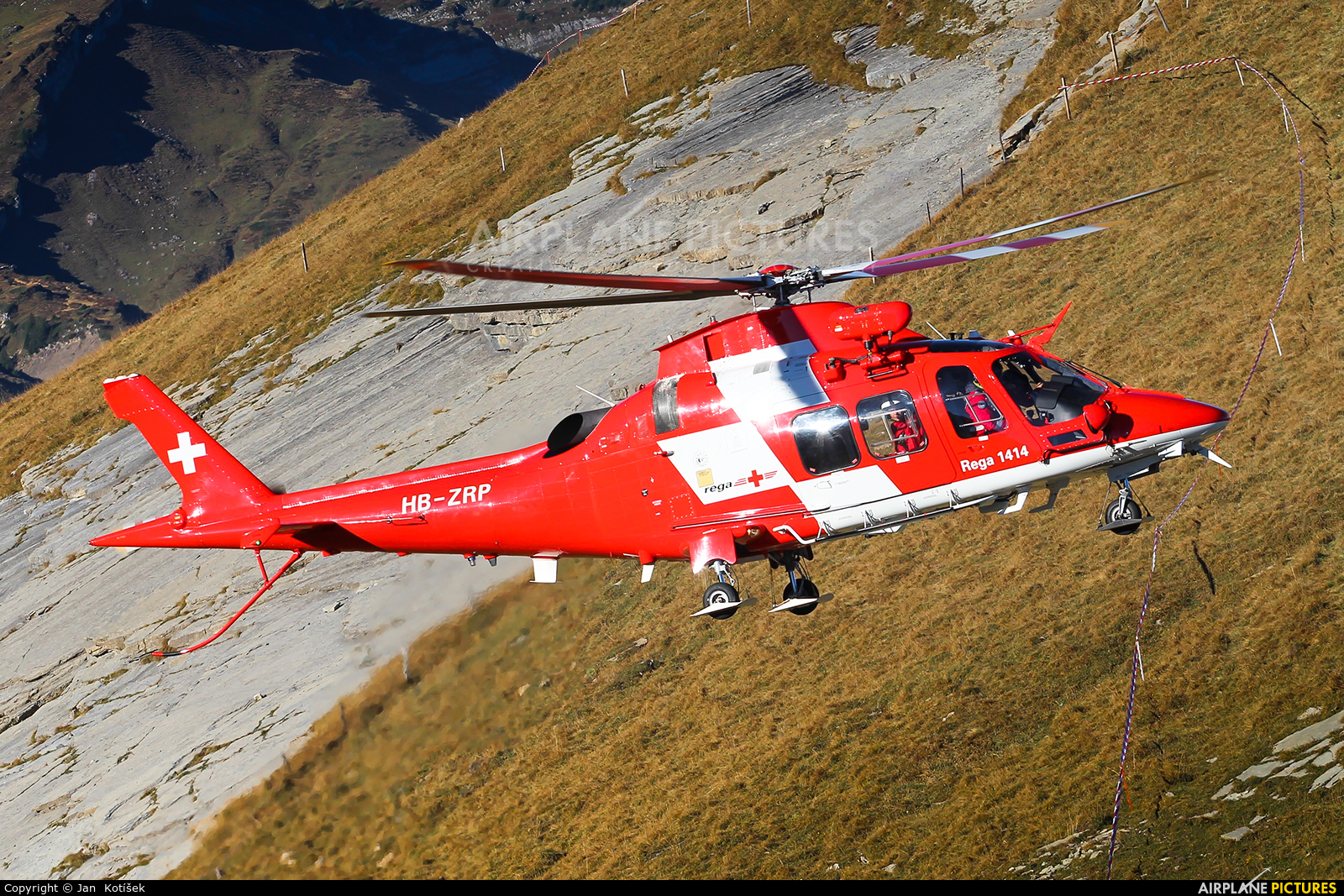 REGA Swiss Air Ambulance  HB-ZRP aircraft at Off Airport - Swiss Alps