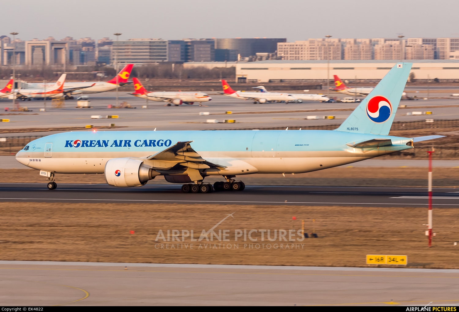 Korean Air Cargo HL8075 aircraft at Tianjin Binhai International