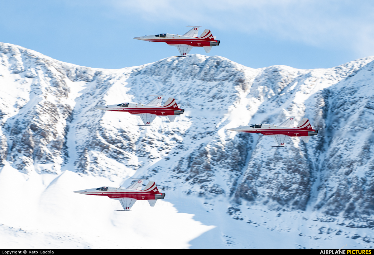 Switzerland - Air Force: Patrouille Suisse J-3091 aircraft at Axalp - Ebenfluh Range