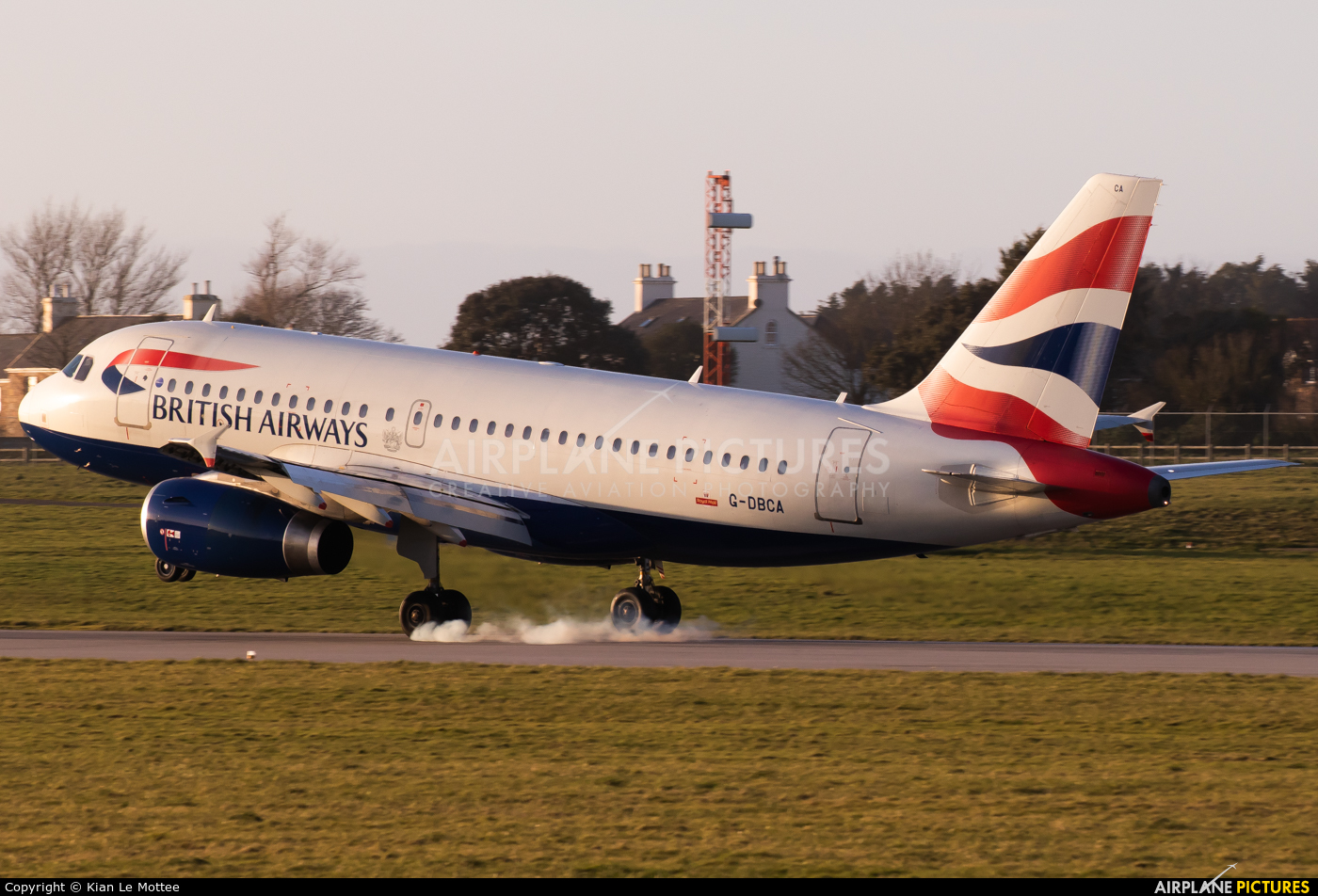 British Airways G-DBCA aircraft at Jersey