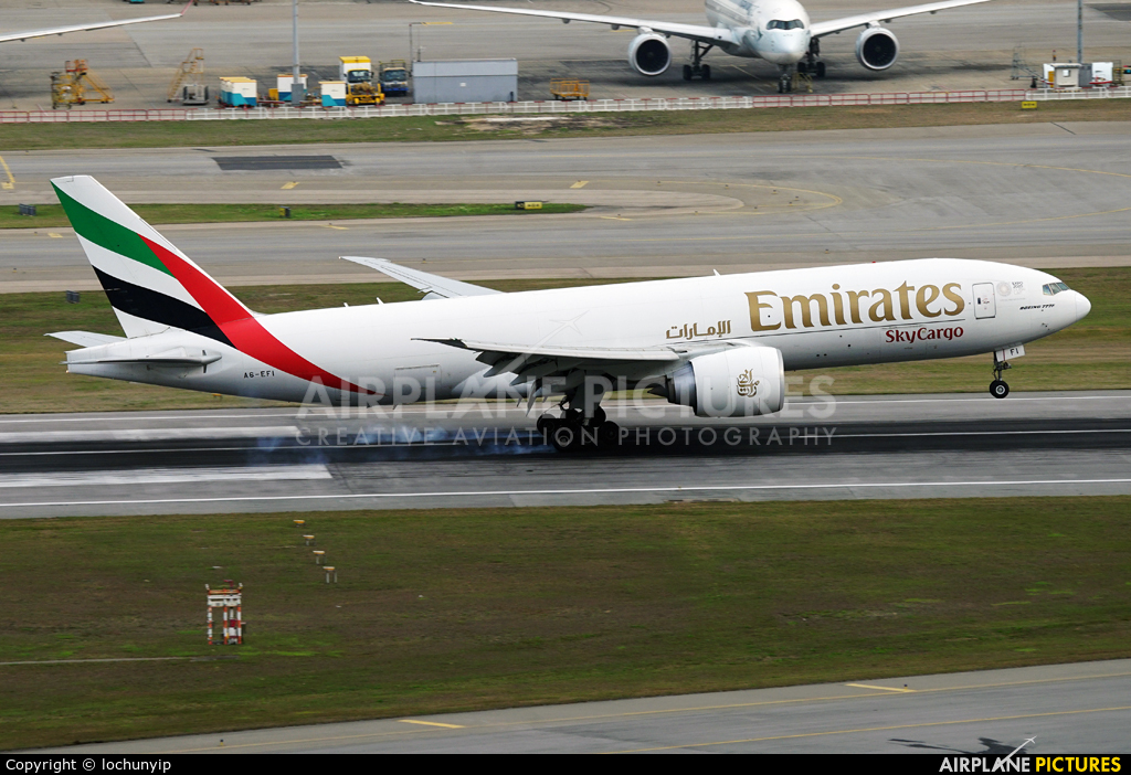 Emirates Sky Cargo A6-EFI aircraft at HKG - Chek Lap Kok Intl