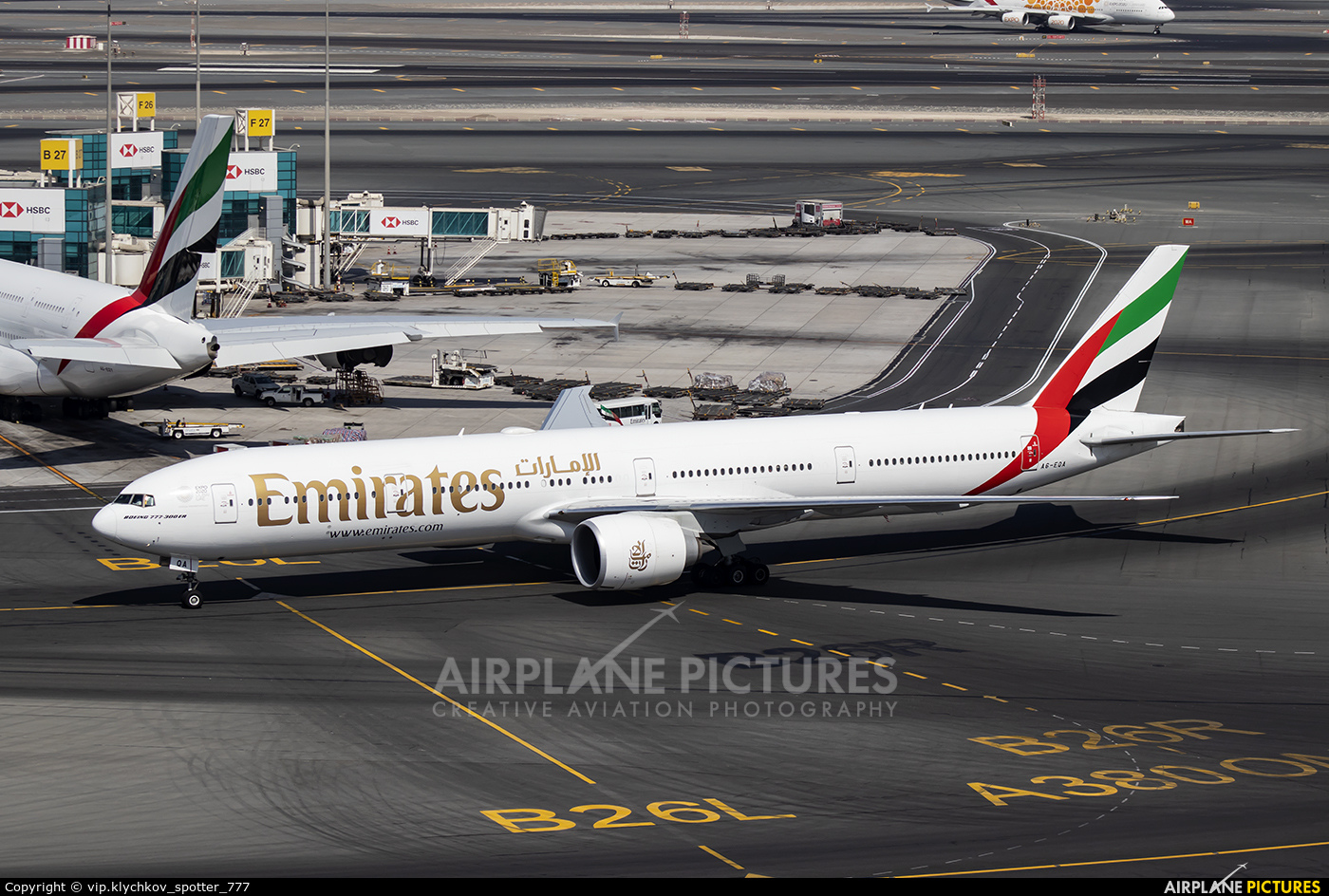 Emirates Airlines A6-EQA aircraft at Dubai Intl