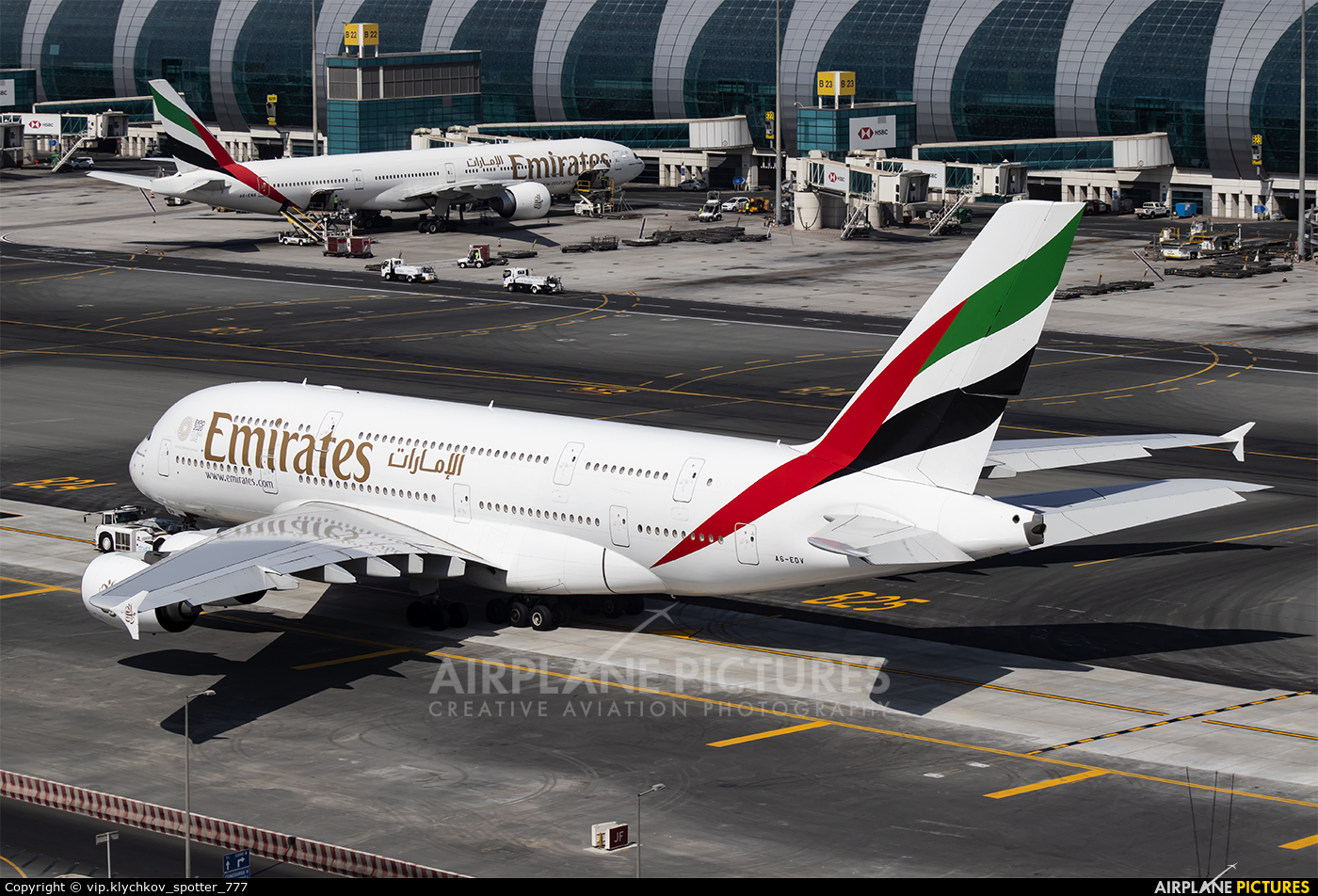 Emirates Airlines A6-EDV aircraft at Dubai Intl