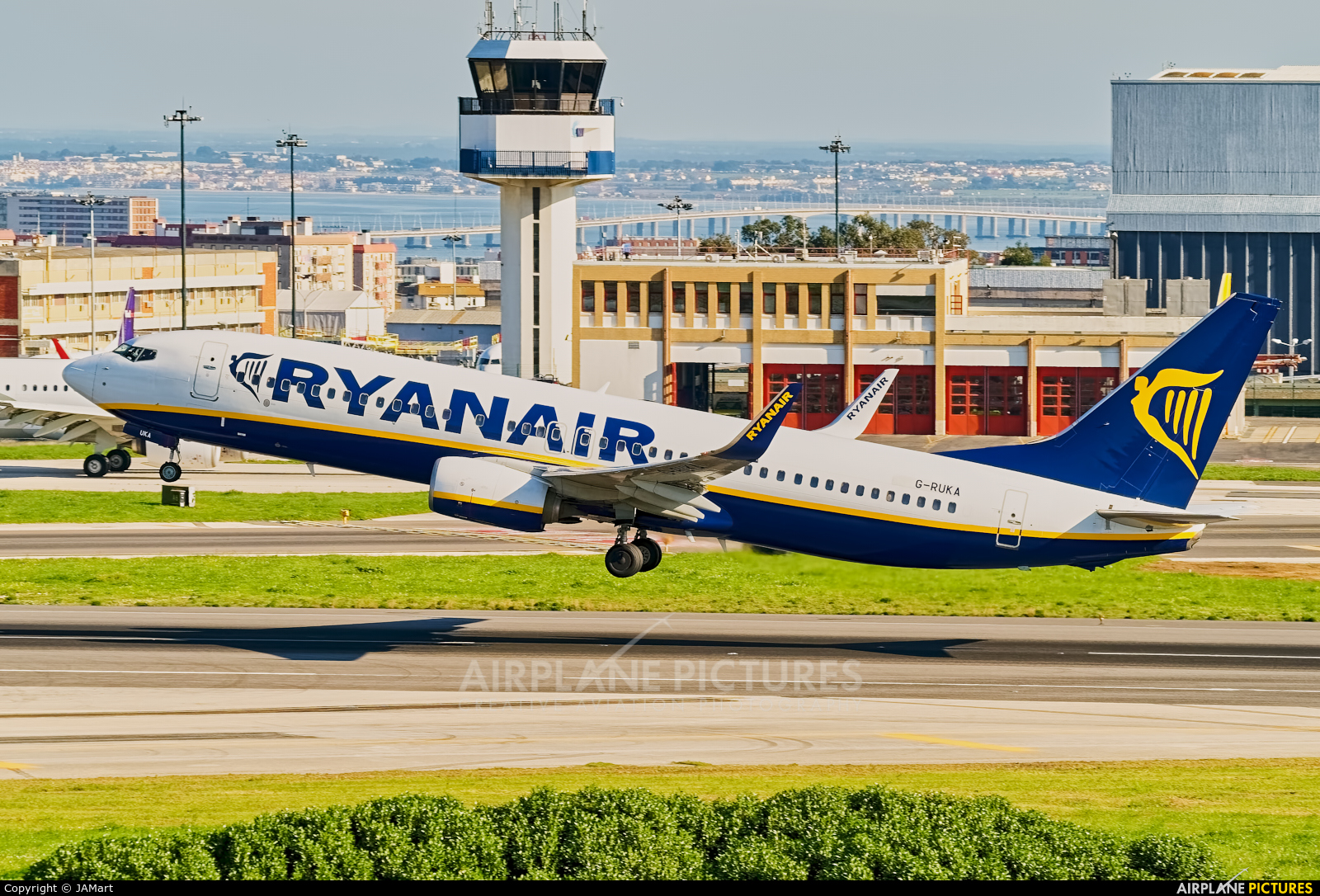 Ryanair G-RUKA aircraft at Lisbon