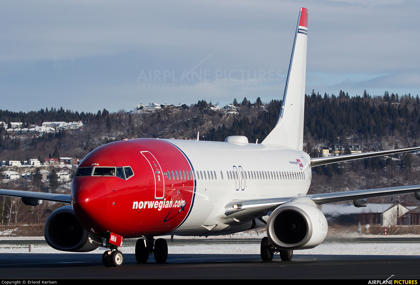 Norwegian Air Shuttle LN-NHA aircraft at Trondheim - Vaernes