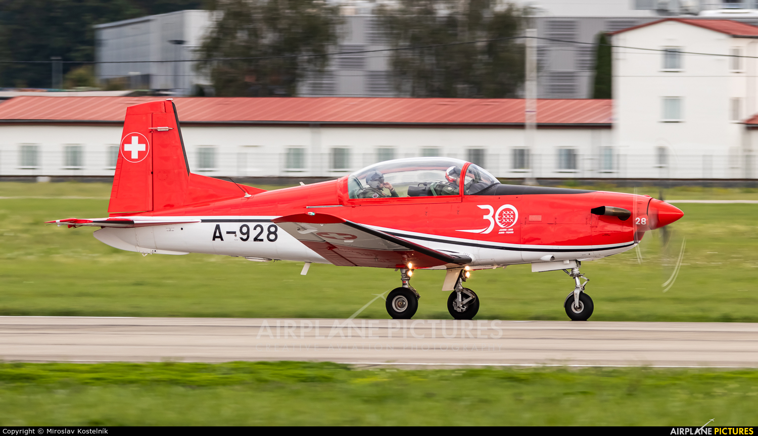 Switzerland - Air Force: PC-7 Team A-928 aircraft at Ostrava Mošnov