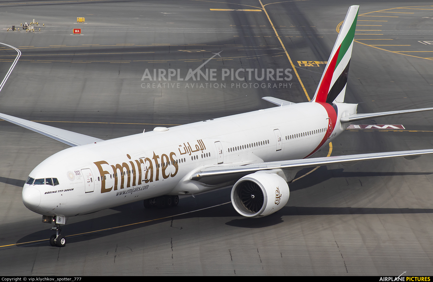 Emirates Airlines A6-EBI aircraft at Dubai Intl