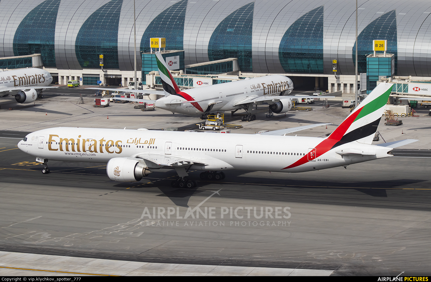 Emirates Airlines A6-EBI aircraft at Dubai Intl