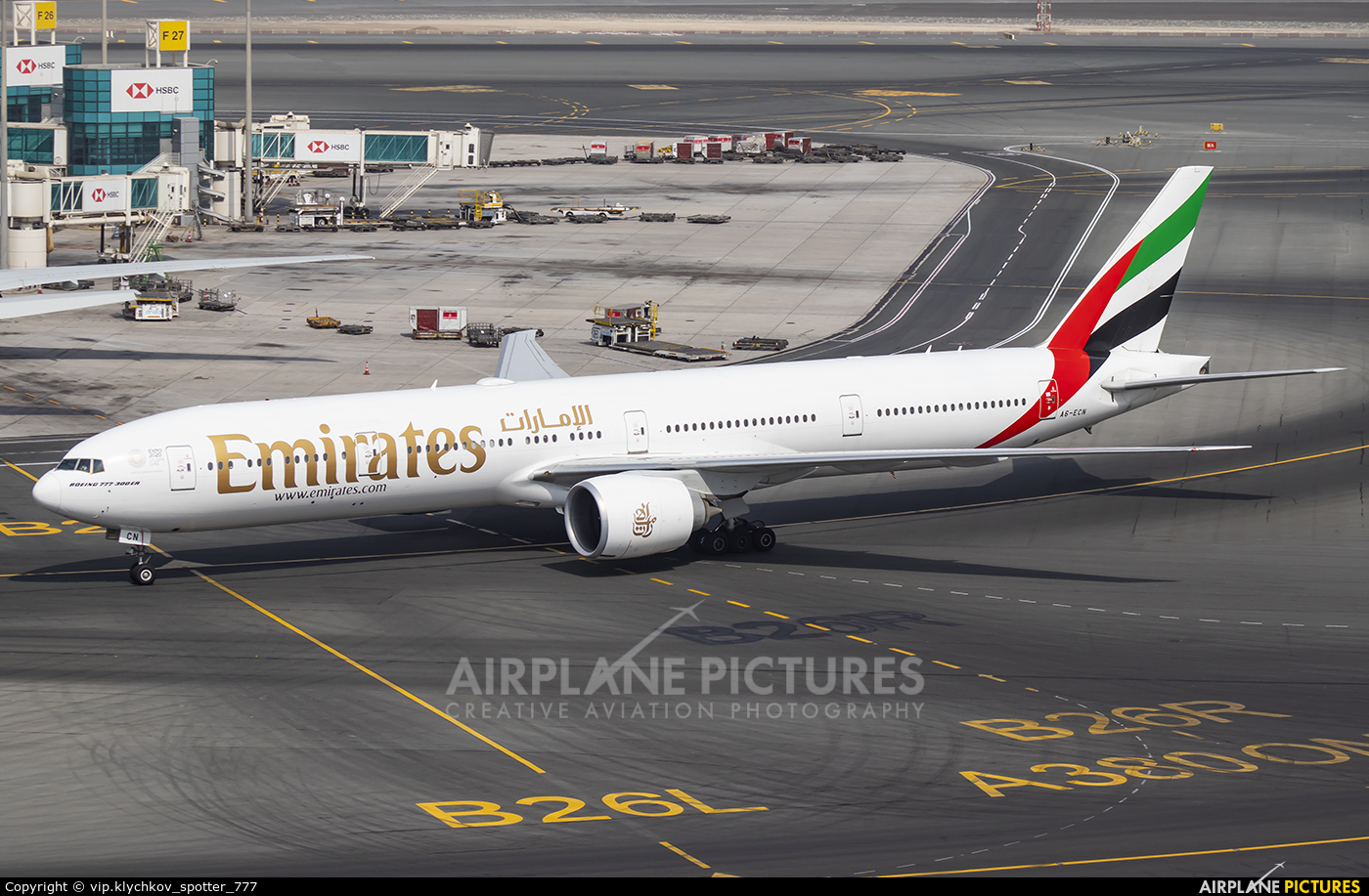 Emirates Airlines A6-ECN aircraft at Dubai Intl