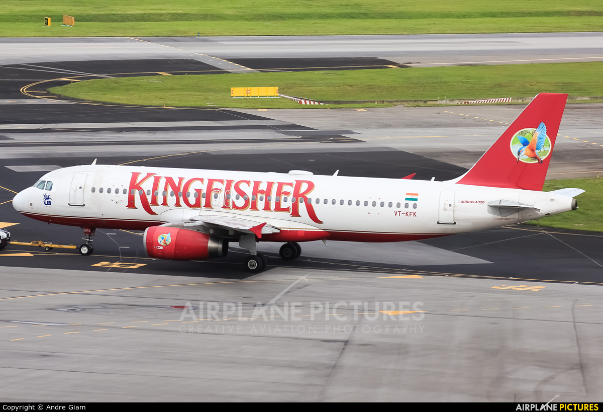 Kingfisher Airlines VT-KFK aircraft at Singapore - Changi