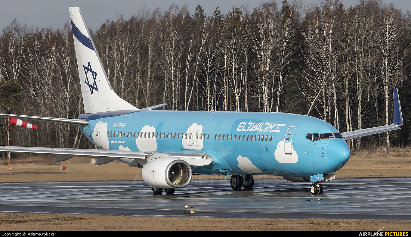 El Al Israel Airlines 4X-EKM aircraft at Katowice - Pyrzowice
