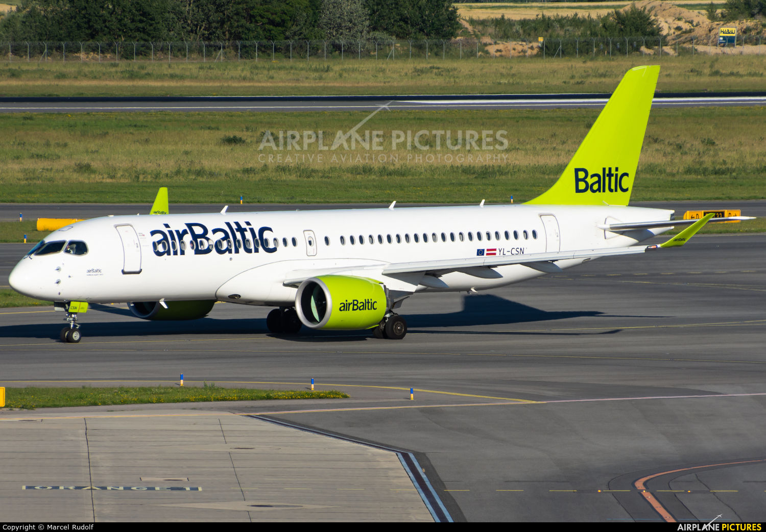 Air Baltic YL-CSN aircraft at Vienna - Schwechat